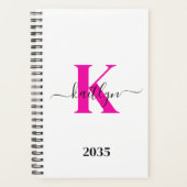 Heet Roze Zwarte Initiële Naam Monogram Planner (Voorkant)