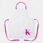 Heet Roze Zwarte Initiële Naam Monogram Schort (Voorkant)