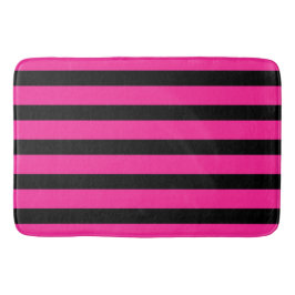 Heet Roze & Zwarte Mode Streep Strepen Badmat