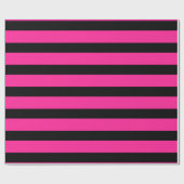 Heet Roze & Zwarte Mode Streep Strepen Feest Cadeaupapier (Vlak)