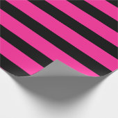 Heet Roze & Zwarte Mode Streep Strepen Feest Cadeaupapier (Hoek)
