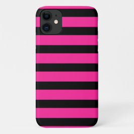 Heet Roze & Zwarte Mode Streep Strepen Feest Case-Mate iPhone Case