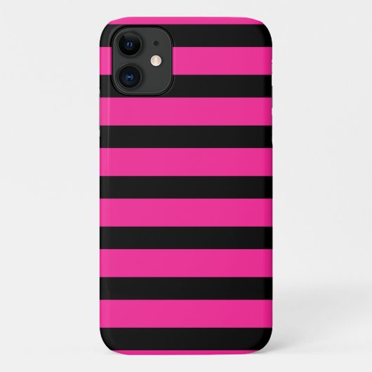 Heet Roze & Zwarte Mode Streep Strepen Feest Case-Mate iPhone Case (Achterkant)