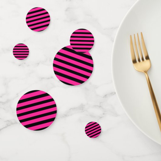 Heet Roze & Zwarte Mode Streep Strepen Feest Confetti (Groep)