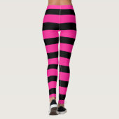 Heet Roze & Zwarte Mode Streep Strepen Leggings (Achterkant)