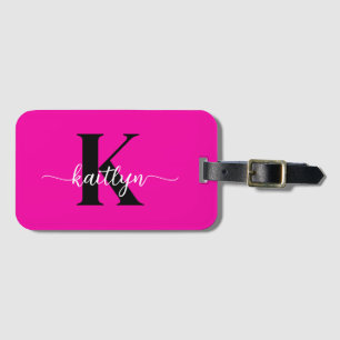 Heet Roze Zwarte Monogram Bagagelabel