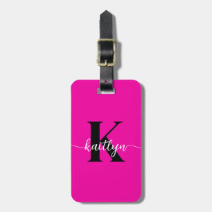 Heet Roze Zwarte Monogram Bagagelabel