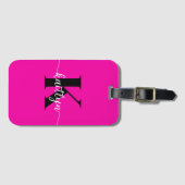 Heet Roze Zwarte Monogram Bagagelabel (Voorkant (horizontaal))