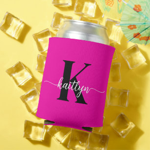 Heet Roze Zwarte Monogram Blikjeskoeler