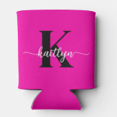 Heet Roze Zwarte Monogram Blikjeskoeler (Achterkant)
