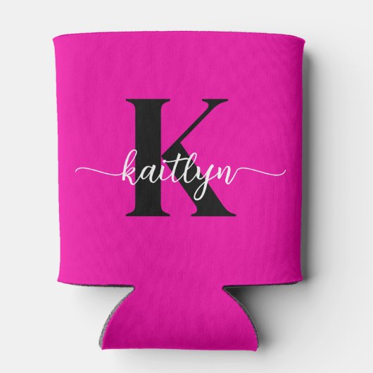 Heet Roze Zwarte Monogram Blikjeskoeler (Achterkant)