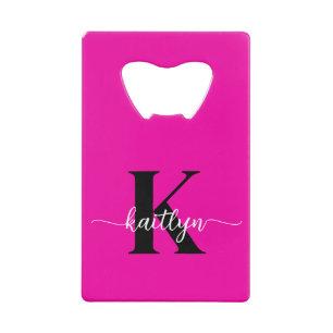 Heet Roze Zwarte Monogram Creditkaart Flessenopener