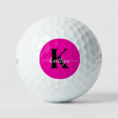 Heet Roze Zwarte Monogram Golfballen (Voorkant)