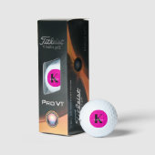 Heet Roze Zwarte Monogram Golfballen (Verpakking)