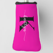 Heet Roze Zwarte Monogram Golfheadcover (Draai 90)