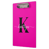 Heet Roze Zwarte Monogram Klembord (Links)