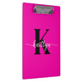 Heet Roze Zwarte Monogram Klembord (Rechts)