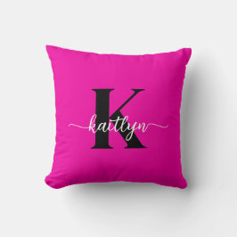 Heet Roze Zwarte Monogram Kussen