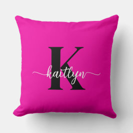 Heet Roze Zwarte Monogram Kussen