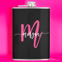 Heet Roze Zwarte Monogram Meisjes Bachelorette Fee