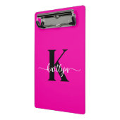 Heet Roze Zwarte Monogram Mini Klembord (Angled2)