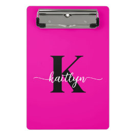 Heet Roze Zwarte Monogram Mini Klembord