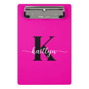 Heet Roze Zwarte Monogram Mini Klembord