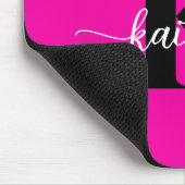 Heet Roze Zwarte Monogram Muismat (Hoek)