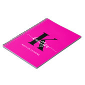 Heet Roze Zwarte Monogram Notitieboek (Linkerzijde)