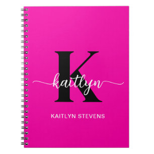 Heet Roze Zwarte Monogram Notitieboek