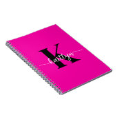 Heet Roze Zwarte Monogram Notitieboek (Rechterzijde)