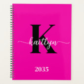 Heet Roze Zwarte Monogram Planner (Voorkant)