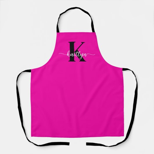 Heet Roze Zwarte Monogram Schort (Voorkant)