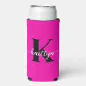 Heet Roze Zwarte Monogram Seltzer Blikjeskoeler (Seltzer Voorkant)