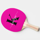Heet Roze Zwarte Monogram Tafeltennisbatje (Zijkant)