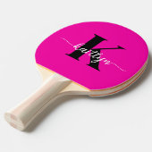 Heet Roze Zwarte Monogram Tafeltennisbatje (Voorkant Gekanteld)