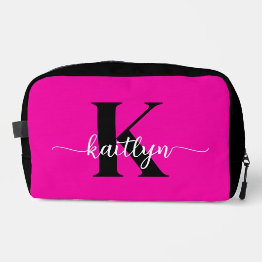 Heet Roze Zwarte Monogram Toilettasje (Voorkant)