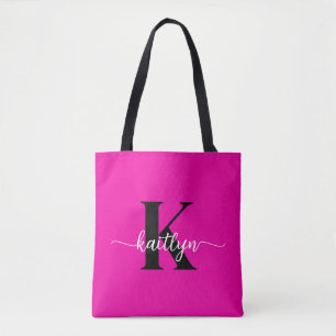 Heet Roze Zwarte Monogram Tote Bag