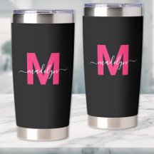 Heet Roze Zwarte Naam Initiaalmonogram