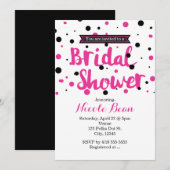 Heet Roze & Zwarte Stippen BRUIDSSLUIER Kaart (Voorkant / Achterkant)