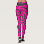 Heet Roze & Zwarte Swirls Leggings (Achterkant)