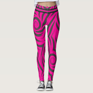 Heet Roze & Zwarte Swirls Leggings