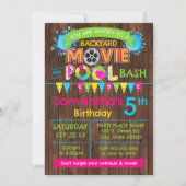 Heet Roze Zwembad en Film Verjaardag Zomer Bash Kaart (Voorkant)