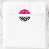 Heet-Roze Zwirl Damask Monogram Weddenschappen Ronde Sticker (Tas)