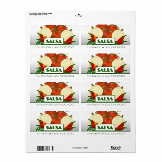 Heet Salsa PReservebliketiket Etiket (Full Sheet)