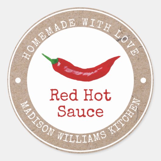 Heet Sauce Etiket | Thuisgemaakt met Liefde |Rode  (Voorkant)