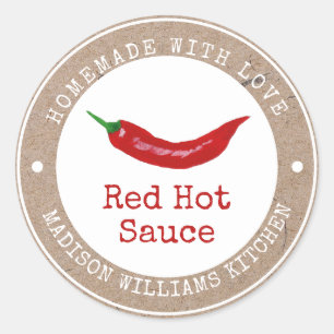 Heet Sauce Etiket   Thuisgemaakt met Liefde  Rode 