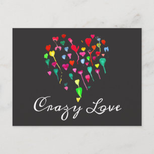Heet schattige kleurrijke whimsical hartkunst briefkaart