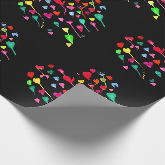 Heet schattige kleurrijke whimsical hartkunst cadeaupapier (Hoek)