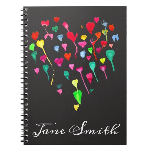 Heet schattige kleurrijke whimsical hartkunst notitieboek (Voorkant)